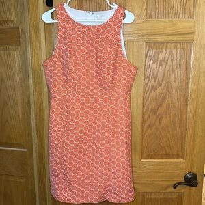 GAP Serena Orange & White Geometric Sheath Sleeveless Dress with pockets Size 14